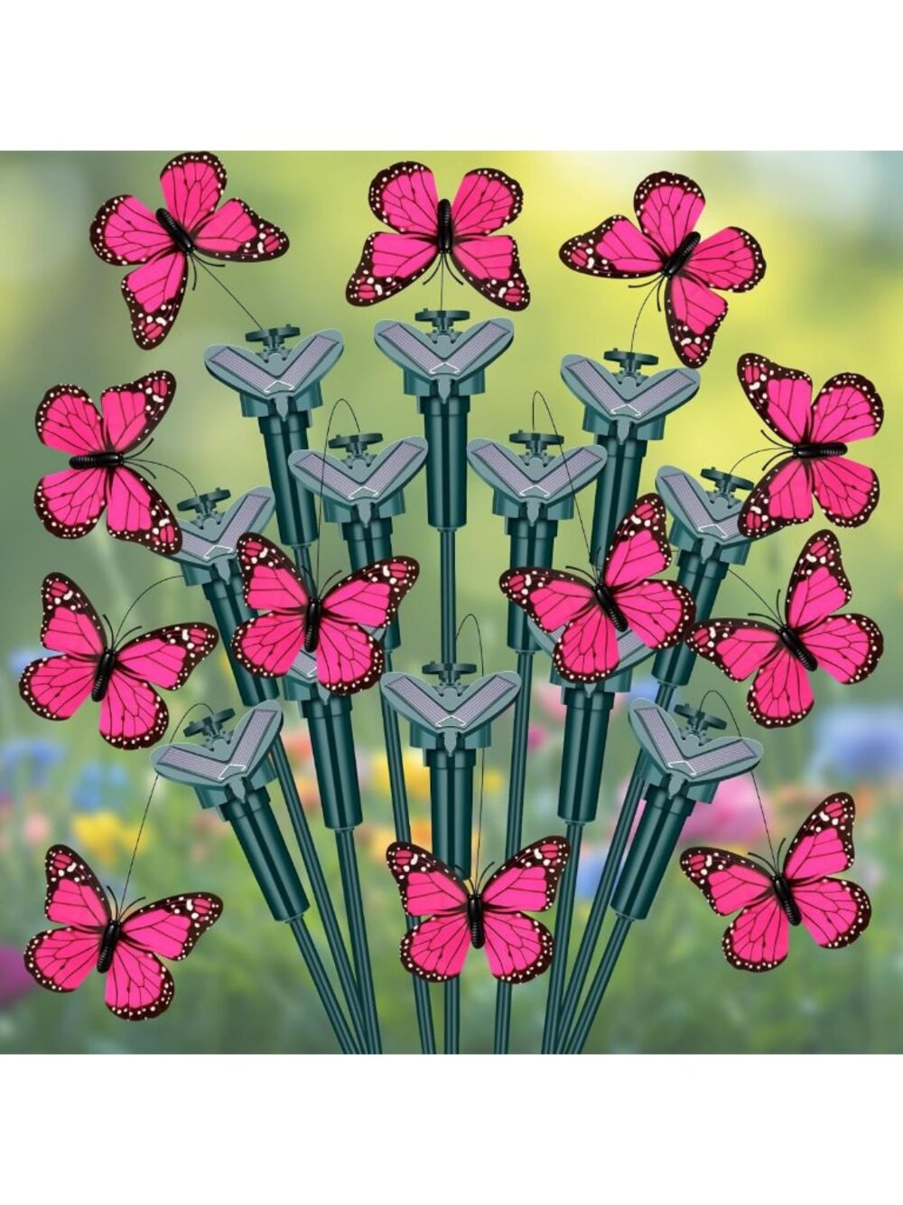 12 Pcs Solar Butterfly Garden Stakes - Waterproof, Colorful Outdoor Decor
